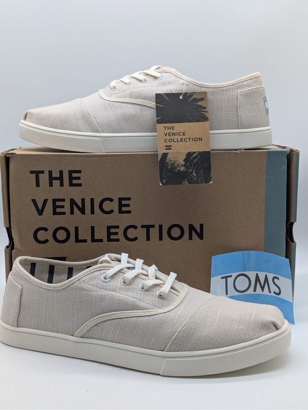 Women's Size 12 TOMS Cordones Canvas Natural Beige Heritage Cupsole Shoes New